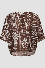 TRIBAL PRINT SHORT SLEEVE BLOUSE