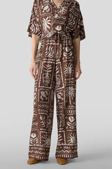 TRIBAL PRINT WIDE-LEG TROUSERS