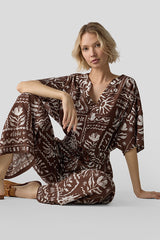 TRIBAL PRINT WIDE-LEG TROUSERS