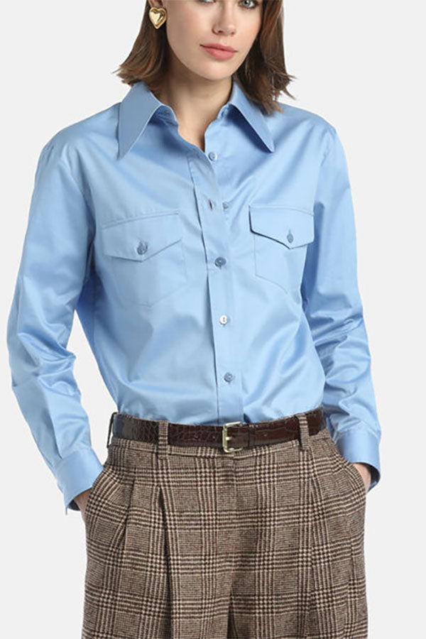 LEILA BLUE COTTON SHIRT