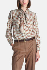 LINOSA BEIGE LAVALLIÈRE SILK SHIRT