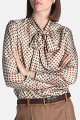 LINOSA BEIGE LAVALLIÈRE SILK SHIRT