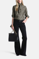 LINOSA BLACK LAVALLIÈRE SILK SHIRT