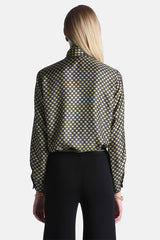 LINOSA BLACK LAVALLIÈRE SILK SHIRT