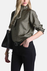 LINOSA BLACK LAVALLIÈRE SILK SHIRT