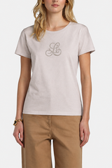 LOCANDIERA BEIGE ROUND-NECK T-SHIRT