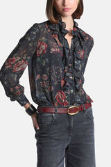 LOGGIATE RUFFLE TRIMMED VISCOSE SHIRT