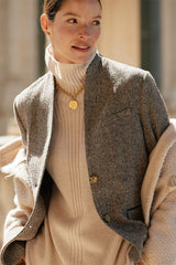 BETWEEN BEIGE TEXTURED TWO-BUTTON BLAZER
