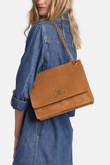 LS1928GC CARAMEL SUEDE SHOULDER BAG