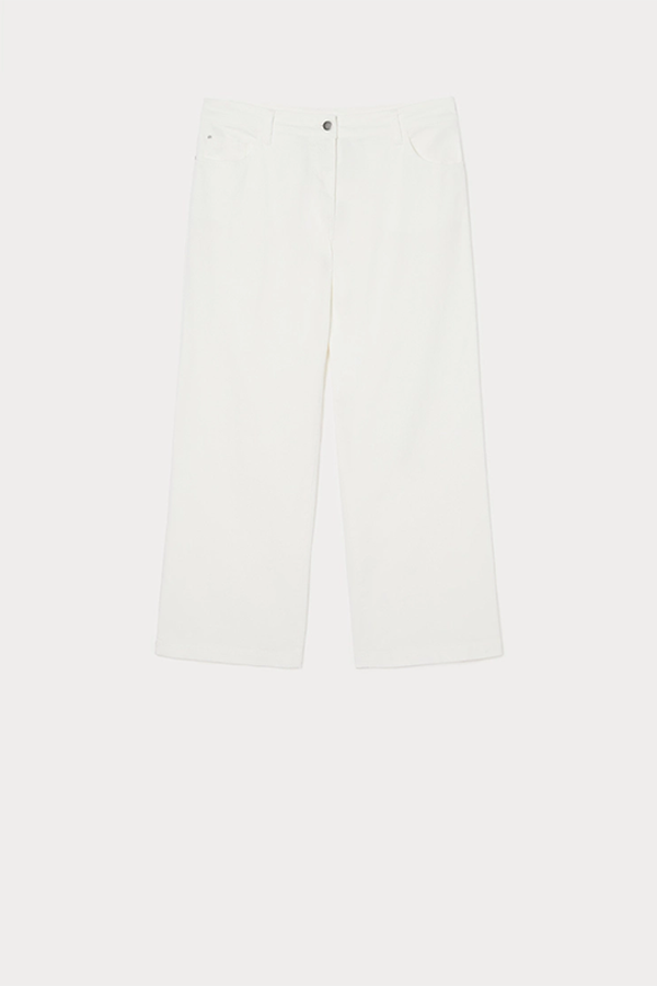 LUANA IVORY COTTON CROPPED TROUSERS