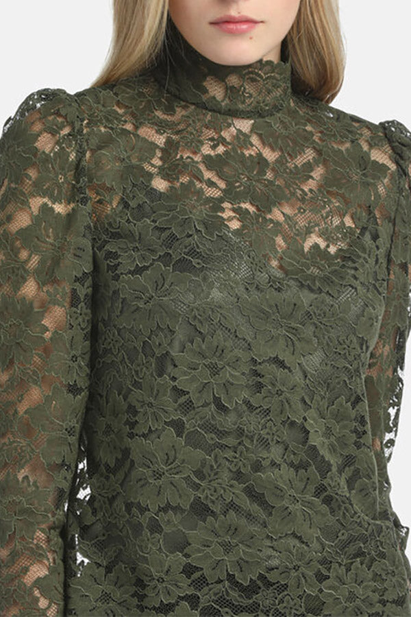 LUCCHETTO GREEN LACE BLOUSE