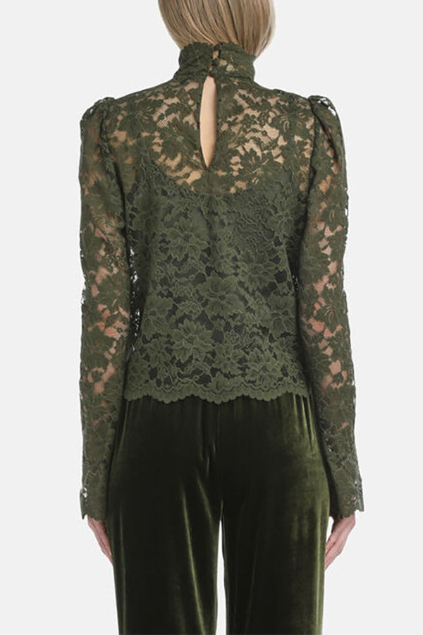 LUCCHETTO GREEN LACE BLOUSE