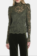 LUCCHETTO GREEN LACE BLOUSE