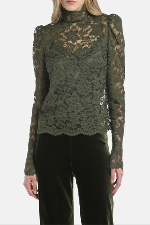 LUCCHETTO GREEN LACE BLOUSE