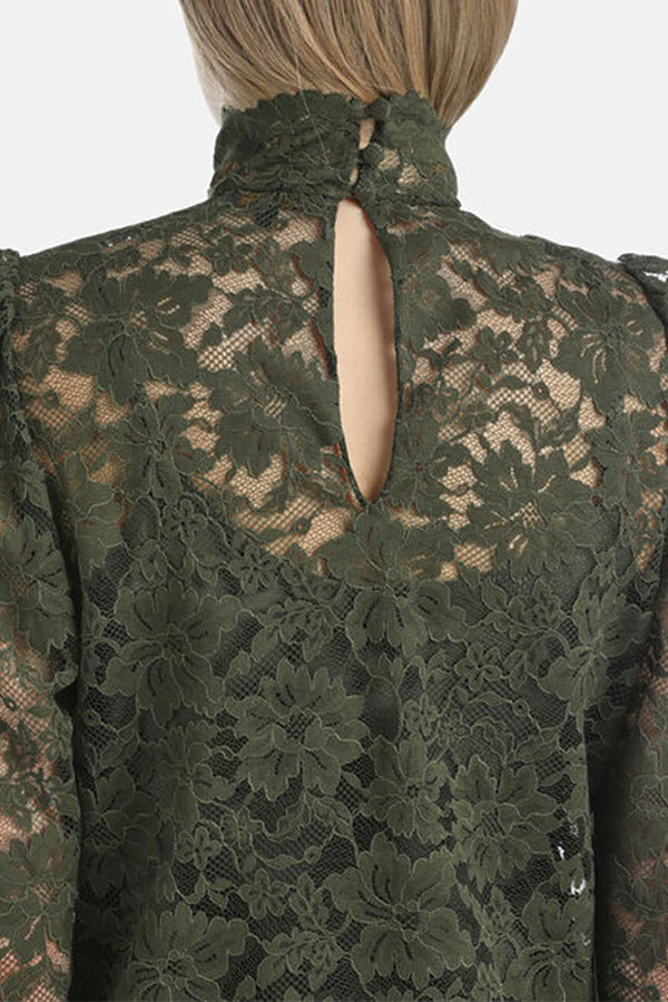LUCCHETTO GREEN LACE BLOUSE