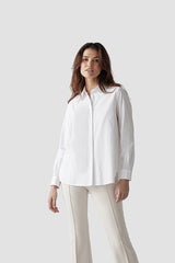 GATHERED SLEEVES WHITE SHIRT