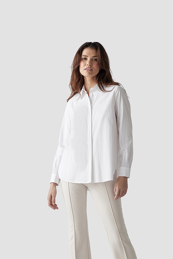GATHERED SLEEVES WHITE SHIRT