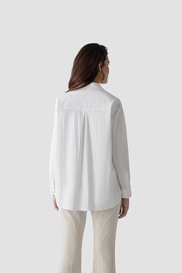 GATHERED SLEEVES WHITE SHIRT