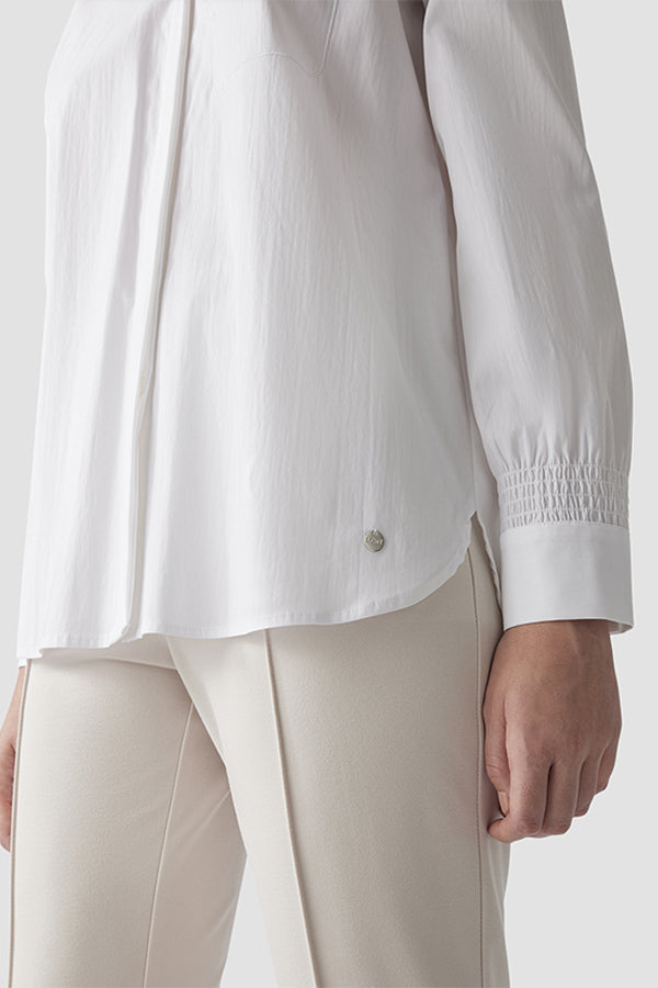 GATHERED SLEEVES WHITE SHIRT