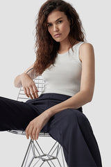 SHINY EFFECT SILVER RIBBED TOP