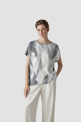 GREY ABSTRACT PRINT T-SHIRT