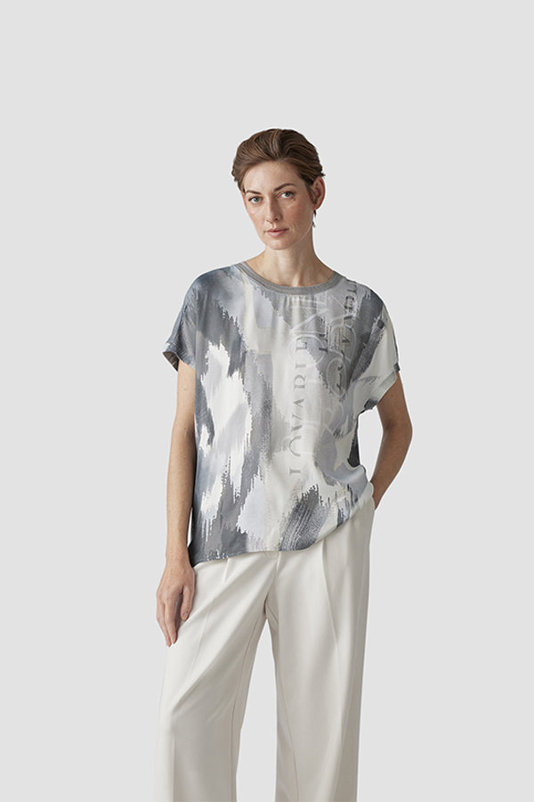 GREY ABSTRACT PRINT T-SHIRT