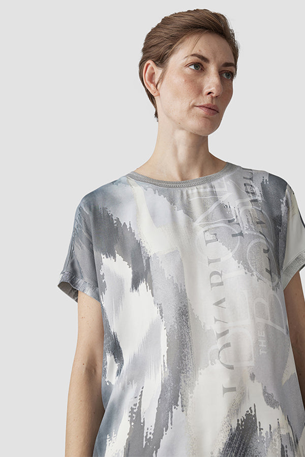 GREY ABSTRACT PRINT T-SHIRT