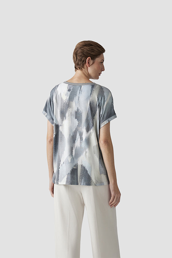 GREY ABSTRACT PRINT T-SHIRT