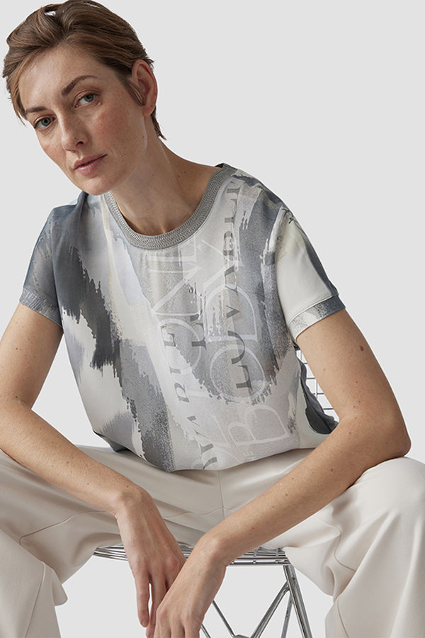 GREY ABSTRACT PRINT T-SHIRT
