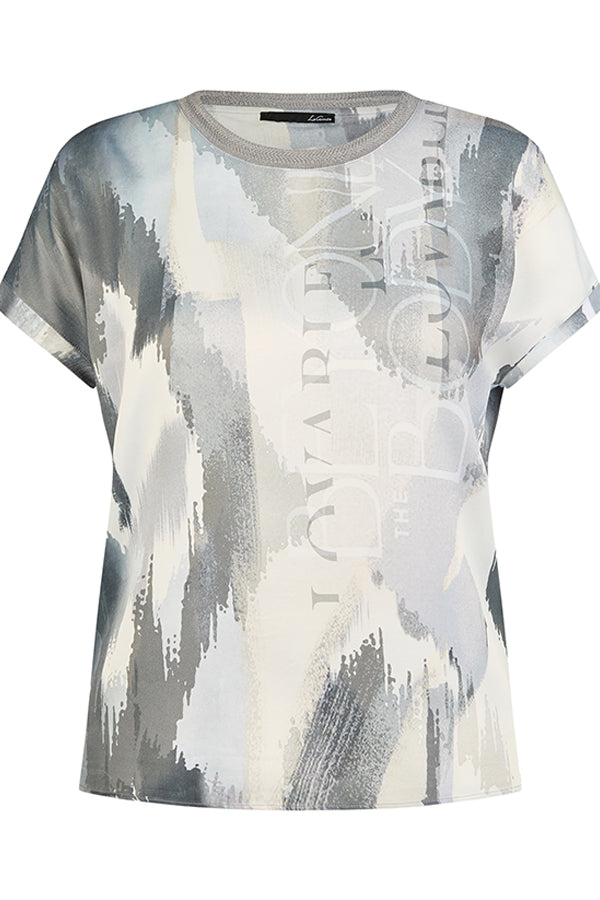 GREY ABSTRACT PRINT T-SHIRT
