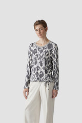 GREY ABSTRACT ANIMAL PRINT T-SHIRT