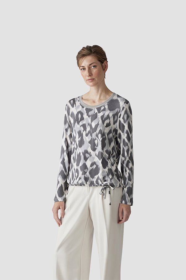 GREY ABSTRACT ANIMAL PRINT T-SHIRT