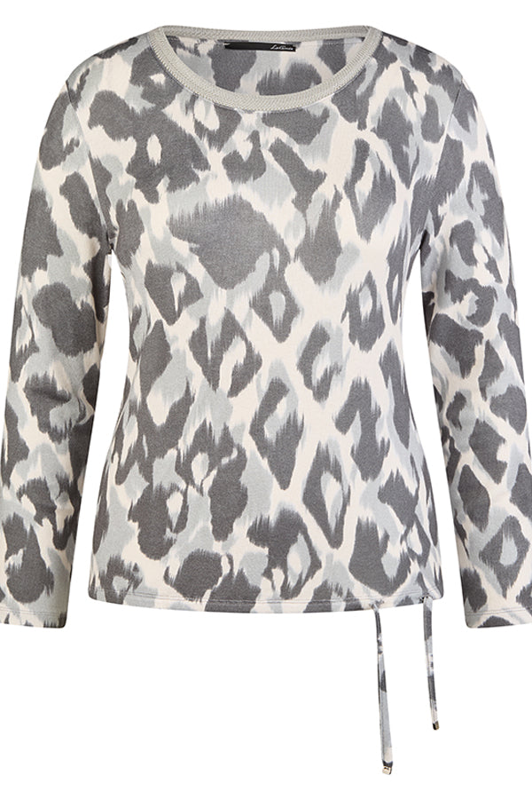 GREY ABSTRACT ANIMAL PRINT T-SHIRT
