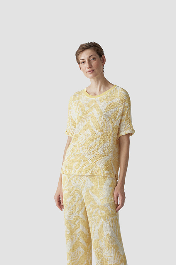 YELLOW PRINTED STRUCTURED T-SHIRT