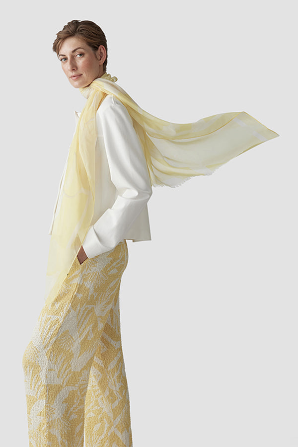 YELLOW PRINTED LIGHTWEIGHT SCARF