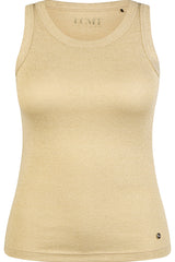 SHINY EFFECT GOLD RIBBED TOP