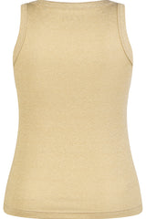 SHINY EFFECT GOLD RIBBED TOP