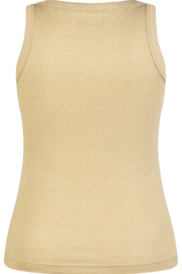SHINY EFFECT GOLD RIBBED TOP