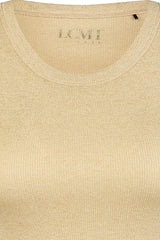 SHINY EFFECT GOLD RIBBED TOP