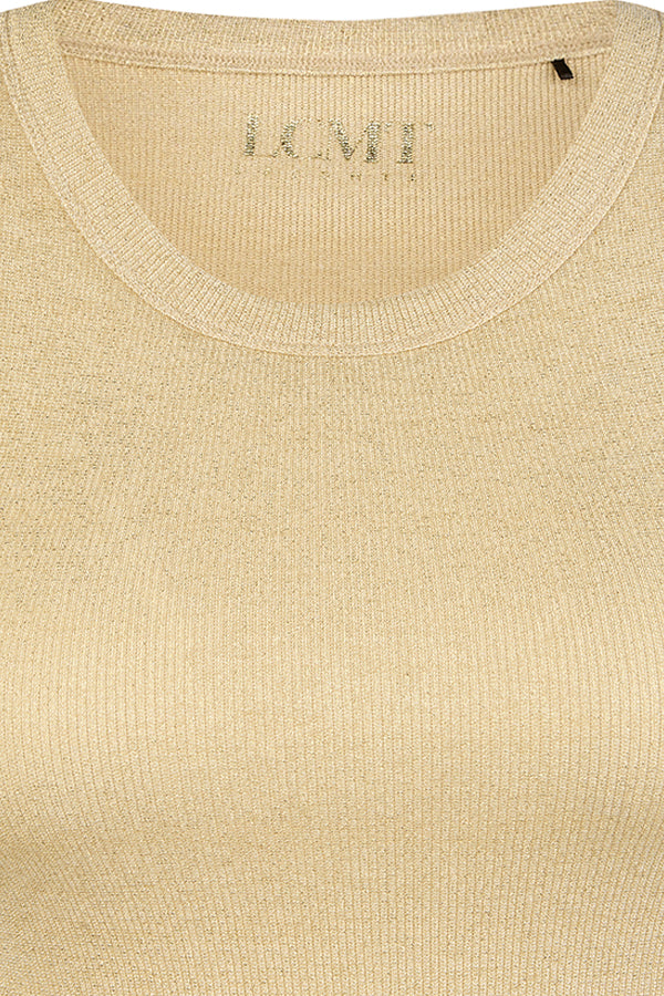 SHINY EFFECT GOLD RIBBED TOP