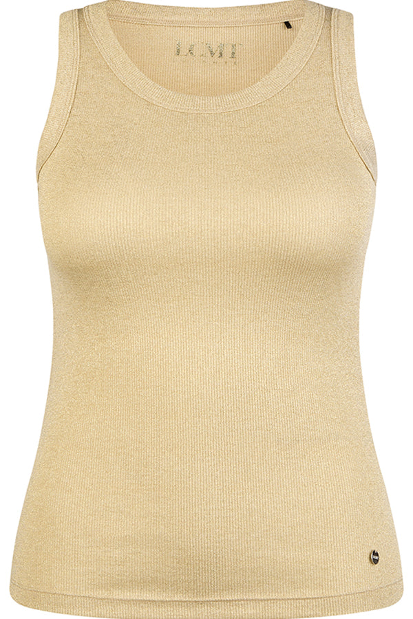 SHINY EFFECT GOLD RIBBED TOP