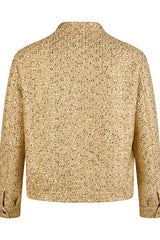 SEQUINNED GOLD ZIPPED BOUCLE JACKET