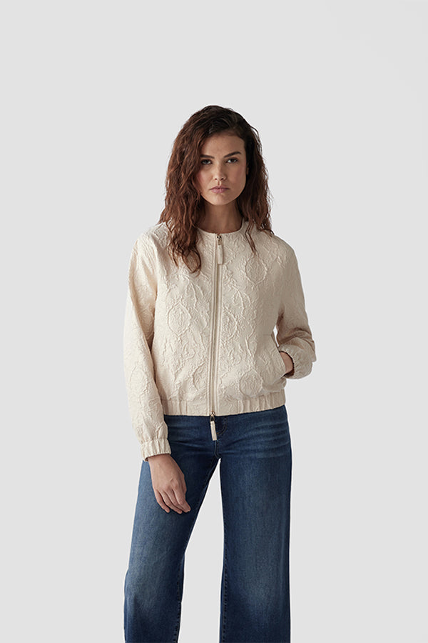 FLORAL EMBOSSED BOMBER JACKET