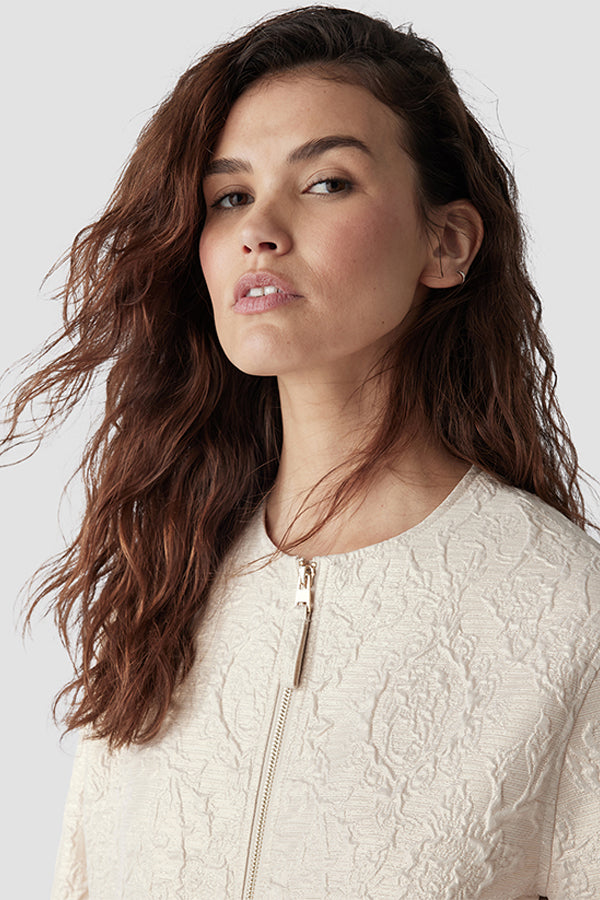 FLORAL EMBOSSED BOMBER JACKET