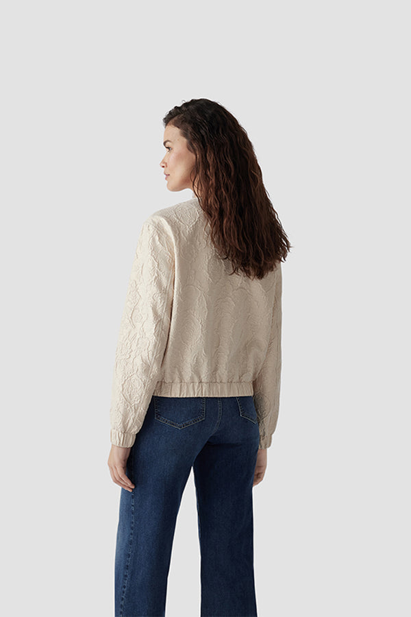 FLORAL EMBOSSED BOMBER JACKET