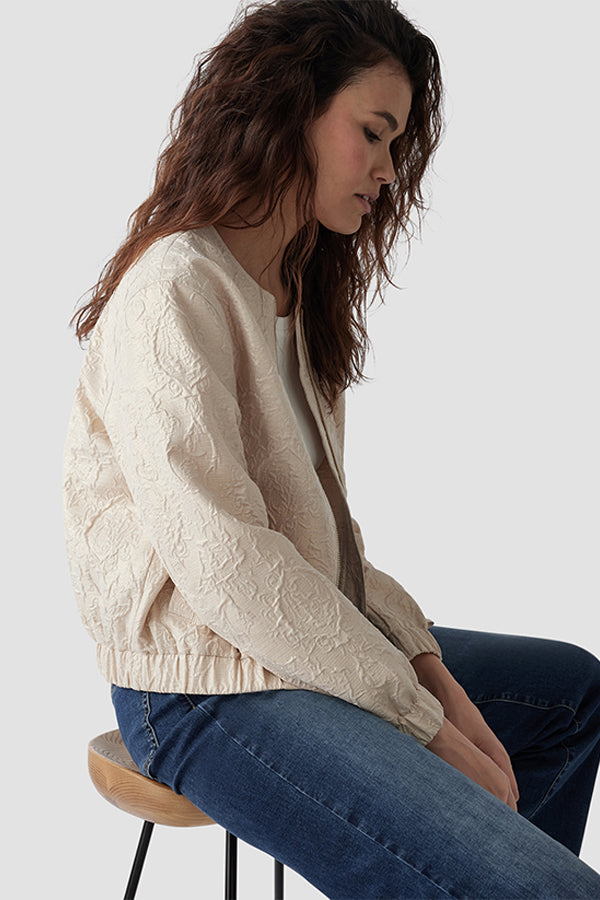 FLORAL EMBOSSED BOMBER JACKET
