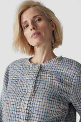 LIGHT INDIGO GLOSSY BOUCLE JACKET