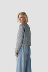 LIGHT INDIGO GLOSSY BOUCLE JACKET