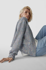 LIGHT INDIGO GLOSSY BOUCLE JACKET