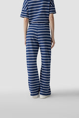 NAVY STRIPED WIDE TROUSERS